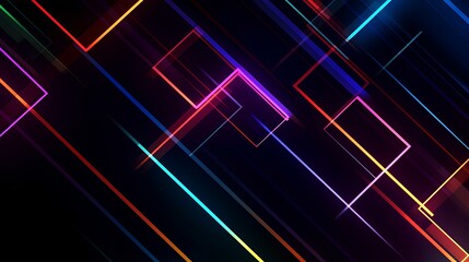 Poster - 16-bit style image of lines and blocks, minimalistic, background, light color, dark futuristic technology virtual wallpaper. generative AI