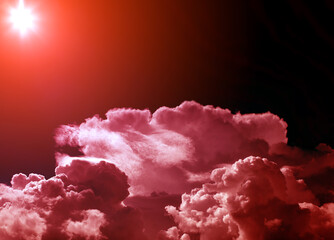 Wall Mural - cloudscape with a red light