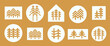 Trendy color fir tree logo set. Christmas tree modern icon collection