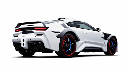 Wall Mural - cyberpunk Futuristic sports car on a white background. Modern super sports car on a white background in the studio, a brand-less generic concept car in studio environment