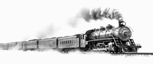Steam Locomotive Isolated On Transparent Background