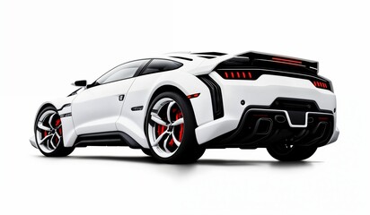 Wall Mural - cyberpunk Futuristic sports car on a white background. Modern super sports car on a white background in the studio, a brand-less generic concept car in studio environment