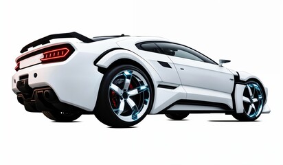 Wall Mural - cyberpunk Futuristic sports car on a white background. Modern super sports car on a white background in the studio, a brand-less generic concept car in studio environment
