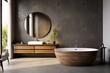 A minimalist bathroom with a sleek bathroom vanity