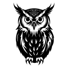 Wall Mural - Owl vector design, logo concept. Tattoo. on a white background. AI Generated