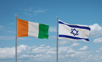 Israel and Ivory Coast flags, country relationship concept