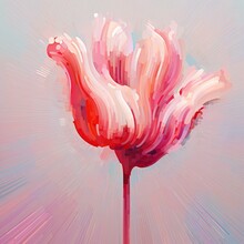 A Pixelated Digital Illusion Of An Abstract Pixelated Tulip, With Pixelated Petals In Varying Shades Of Pink And Red, Arranged In A Dynamic, Swirling Pattern.