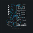 Vector illustration on the theme of New york brooklyn. t-shirt graphics, poster, banner, flyer, print and postcard