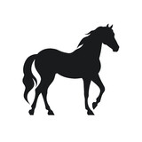 Fototapeta Konie - Black silhouette of a horse on white background.