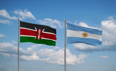 Argentina and Kenya flags, country relationship concept