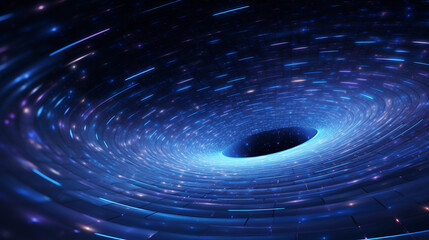 Wall Mural - A black hole with a glowing constellation of various colors revolves around a black hole in the universe	