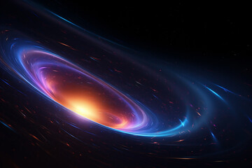 Wall Mural - A black hole with a glowing constellation of various colors revolves around a black hole in the universe	