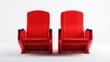 © GulArt - Two red cinema theater chairs front view on isolated white background