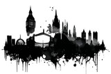 Fototapeta Londyn - Black silhouette of London on white background.