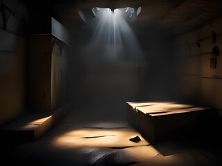 Canvas Print - old prison interior with light and shadow