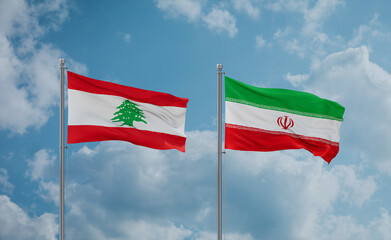 Wall Mural - Iran and Lebanon flags, country relationship concept