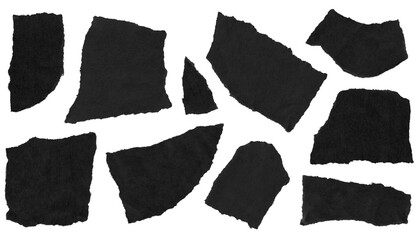 Wall Mural - torn and ripped paper pieces frames with jagged edges from black paper in Y2K retro style, png isolated cardboard objects of various shapes