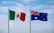 Australia and Mexico flags, country relationship concept
