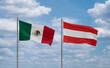Austria and Mexico flags, country relationship concept