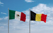 Belgium and Mexico flags, country relationship concept