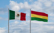 Bolivia and Mexico flags, country relationship concept