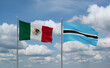 Botswana and Mexico flags, country relationship concept