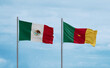 Cameroon and Mexico flags, country relationship concept