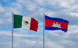 Cambodia and Mexico flags, country relationship concept