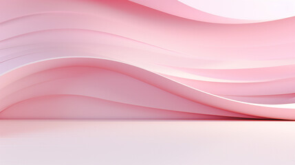 Wall Mural - Wave background pink wall and a white floor, For art texture, presentation design or web design and web background. Generative AI.