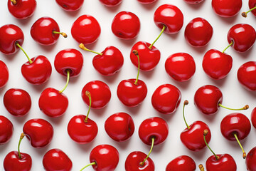 Summertime treat - a collection of juicy and ripe red cherries, ideal for a fresh and nature-inspired vegetarian diet.