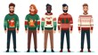 Set of mans in ugly Christmas sweater