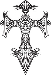  Gothic Tribal Cross Tattoo