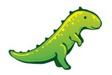 Fototapeta Dinusie - Cute colourful green dinosaur. Funny baby dinosaur sticker. Tirex vector graphic. 