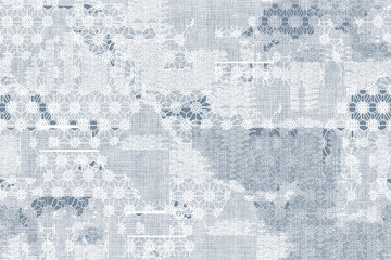 Carpet bathmat and Rug Boho Style ethnic design pattern with distressed texture and effect