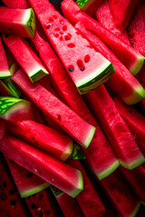 Wall Mural - Pile of watermelon slices sitting on top of each other.