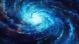 Fototapeta Kosmos - A view from space to a spiral galaxy and stars. Universe filled with stars, nebula and galaxy Generative AI