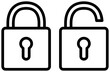 Closed lock nad open lock icons set. Outline safe symbol. Padlock illustration.