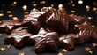 Pfefferkuchen, Lebkuchen Herz oder Sterne mit Schokoladenüberzug, dekorativ weihnachtlich präsentiert