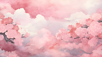 Wall Mural - Cherry blossom background. Sakura spring flower background. Japanese style.