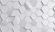Abstract geometric seamless pattern in white iron material. Hexagon tiles. 3D render, Generative AI