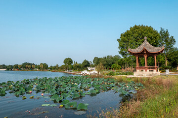 Wall Mural - The attic on the lake，Beautiful Longshui Lake Wetland Park, Chongqing, China