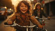 Kids riding bikes in the street