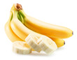 bananas with slices isolated on the white background. Clipping path