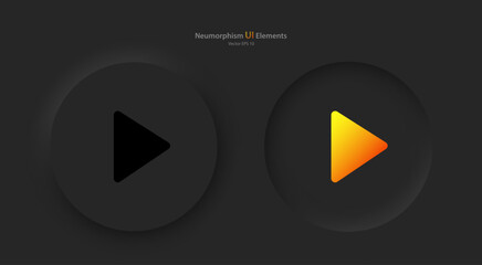 Wall Mural - a set of round buttons with black and yellow play symbols. user interface elements for mobile device