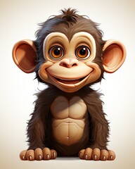 Wall Mural -  a cartoon monkey with big eyes and a smile on his face.  generative ai