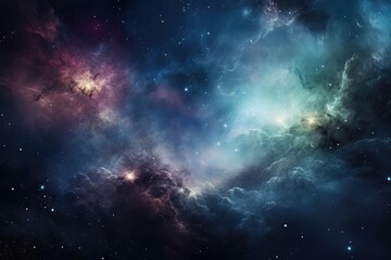 Wall Mural - nebula stardust wallpaper, blue, purple and magenta galaxy. generative ai