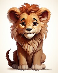 Wall Mural -  a cartoon lion sitting down with a sad look on his face.  generative ai