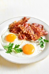 Wall Mural - Fried eggs with bacon