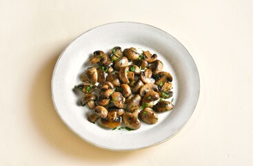 Wall Mural - Stewed mushroom with greens