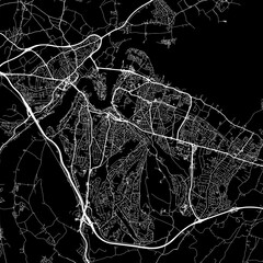 1:1 square aspect ratio vector road map of the city of  Medway Towns in the United Kingdom with white roads on a black background.